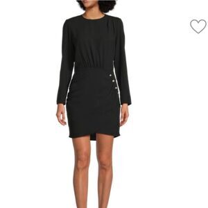 BA&SH Viki Roundneck Embellished Trim Mini Dress Black Size US 6